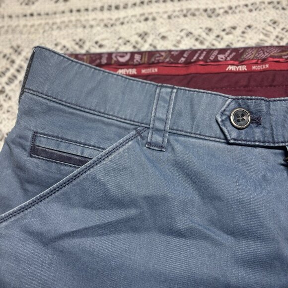 Meyer Modern Pants Model Chicago Blue Men’s Size W34x33.5 - Picture 1 of 11